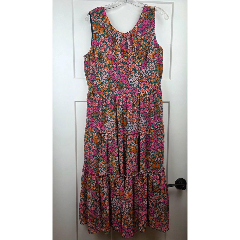 J.Crew Womens Floral Tiered Midi Dress in Micro Meadow Print Size Medium - Picture 2 of 13